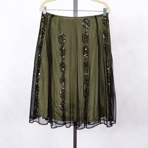 Women's Sheer + Sequins Forest Green Fairy Whimsygoth Goblincore Skirt US Size 6